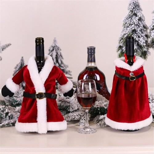 Christmas Red Wine Bottle Cover Christmas Bottle Dress Set Christmas Xmas New Year Decoration Wine Bottle Skirt Cover