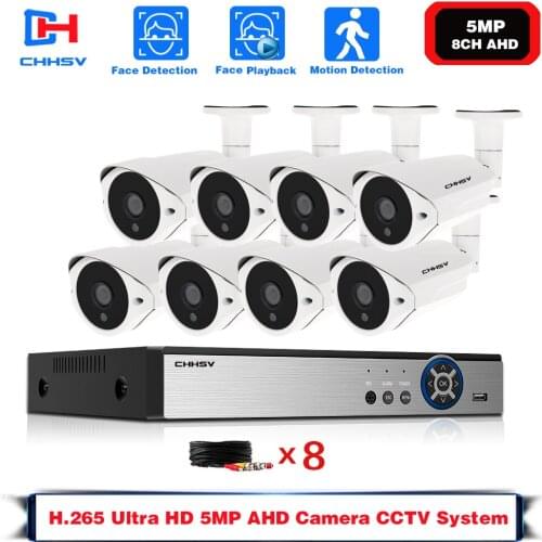 H.265 5MP Security Camera System 8CH AHD DVR Kit 4/8PCS 5.0MP HD Indoor Outdoor CCTV Camera P2P Video Surveillance System Set