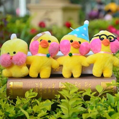 Stylish new lifelike cute fevarite 12cm plush soft little yellow duck lovely Bag decoration pendant Keychain kids funny gift