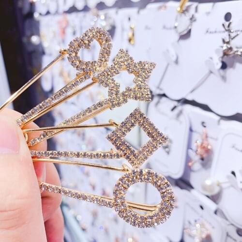 Elegant Fashion Crystal Dress Rhinestone Decoration Cute Buckle Pin Lapel Pin Collar Women Girl Pins For Clothing Ornament