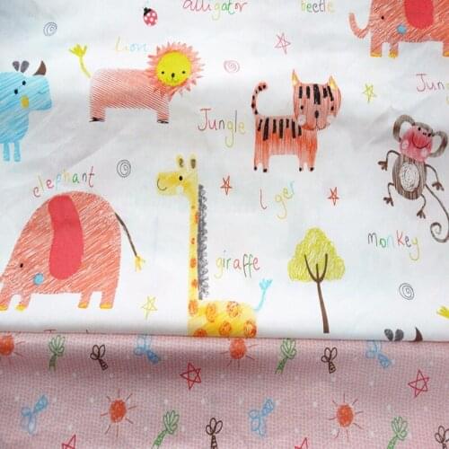 50x160cm Cute Happy Animals Zoo & Sun Tree 100% cotton twill cotton Fabric For DIY Sewing quilting bedding cloth dress Decoratio