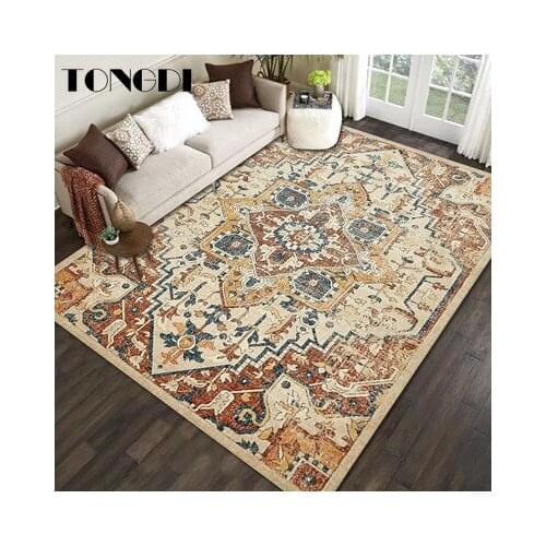 TONGDI BOHO Carpet Anti-skid Modern Elegant Artistic Printing Mat Soft Rug Luxury Decor For Home Parlour LivingRoom Bedroom
