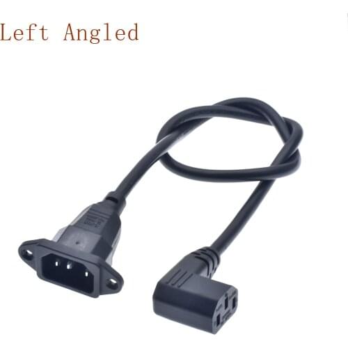IEC320 C14 to C13 Extension cord,C14 with screw holes and C13 Short,60cm lenght,C13 Left/Right Angled,H05VV-F 3G 0.75MM
