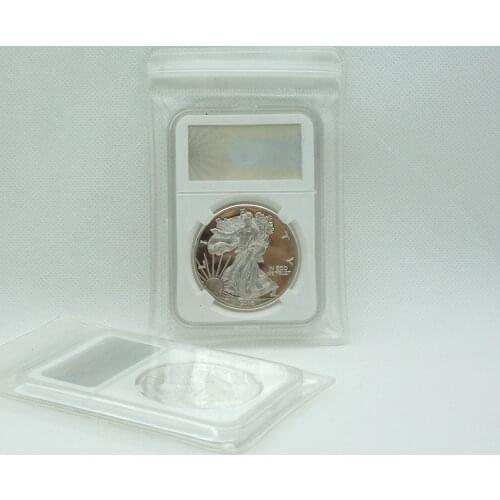 United States America Liberty 1oz .999 Silver Replica Coin Eagle With Motto In God We Trust Gold Plated Coins Metal PCCB Case