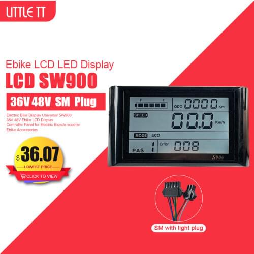 Electric bicycles JN LCD-S900 36/48V Intelligent Display Electric Bicycle LCD Control Panel SM with light Plug Accessories