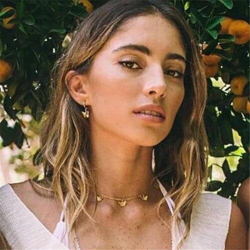 Vintage Multilayer Pendant Butterfly Necklace for Women Gold Chain Butterfly Charm Choker Necklaces Bohemian Fashion Jewelry Cl