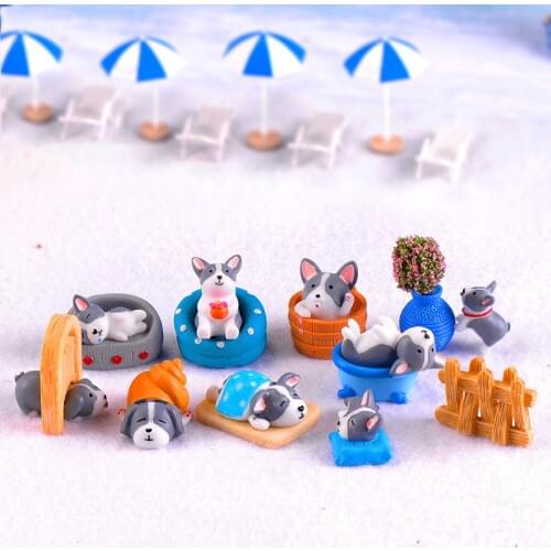 ZOCDOU 1 Piece Fashion Mini Rest Sleep Dog Puppy Perro Small Figurine Statue Crafts Ornament Tool Miniatures DIY Home Decor