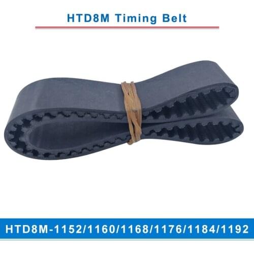 Timing belt HTD8M-1152/1160/1168/1176/1184/1192 teeth pitch 8mm circular teeth belt width 20/25/30/40mm for 8M timing pulley