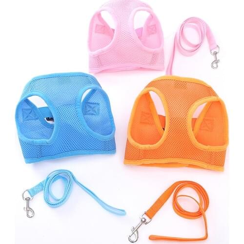 1Pc Dog Cat Protective Vest Type Harness Collar Mesh Breathable Pet Walking Leash