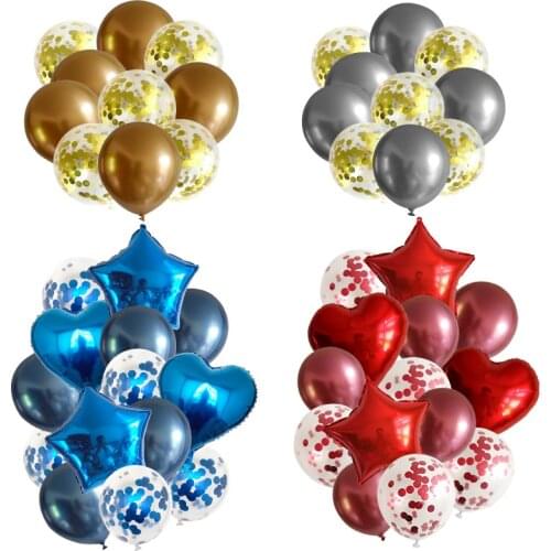 10/14pcs Metallic Balloons Heart Star Gold Confetti Balloon Birthday Party Decoration Kids Adult Air Balls globos Wedding Decor