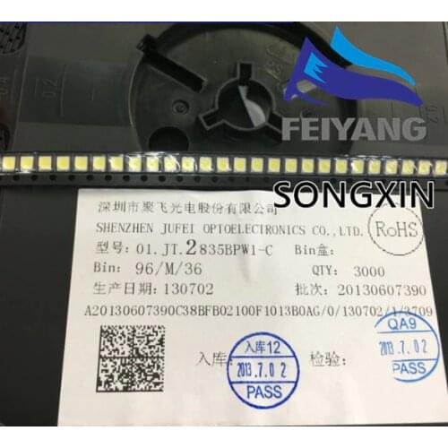 100pcs JUFEI LED Backlight 1210 3528 2835 1W 3V 107LM Cool white LCD Backlight for TV TV Application 01.JT.2835BPWP2-C