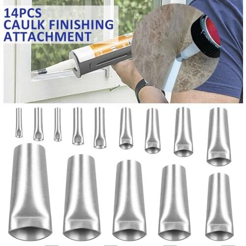 14Pcs Caulk Finishing Attachment Nozzle Glue Caulking Nozzles Remover Scraper Waterproof Glass Wall Repair Tools