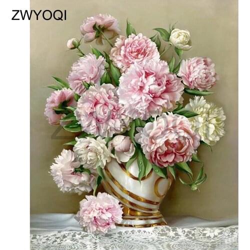 5DDIY Diamond embroidery peony Full Round Diamond painting Cross stitch peonyflower Full Square Diamond mosaic peony flower rose