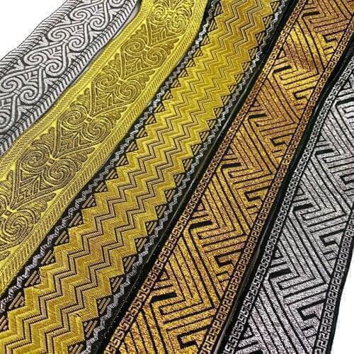 7 Meters 5cm Gold Silver Vintage Ethnic Embroidery Lace Ribbon Boho Lace Trim DIY Clothes Curtain Bag Curtain Embroidered Fabric