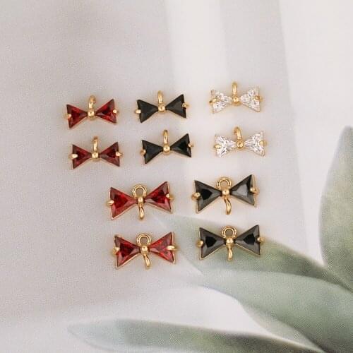 HAOSAW 10Pcs Jewelry Accessories/Crystal Pendants/DIY Making/Connector/Bowknot Shapes/Hand Made/Jewelry Findings & Components