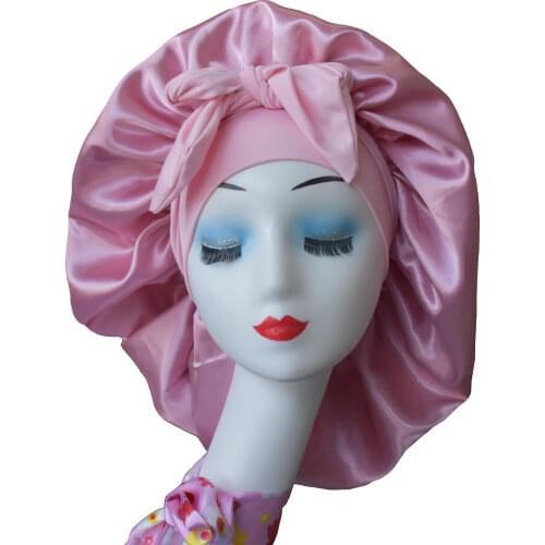Bonnet Queen jumbo big satin luxury customised bonnet bonet with custom logo for curly hair face shiled designer bonnet