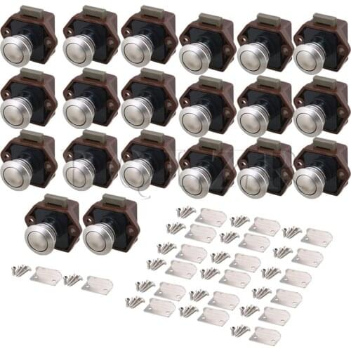 BQLZR 20mm Opening Hole Push Button Keyless Lock Latch Cupboard Caravan Lock for RV Drawer Door Thickness 15-27mm Pack of 20