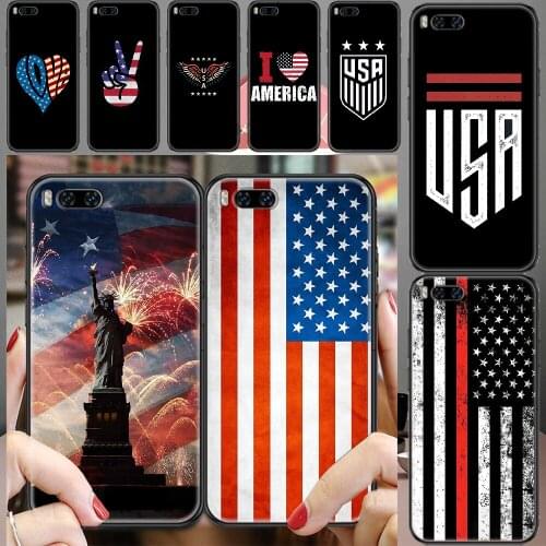 America USA Flag Phone case For Xiaomi Mi Max Note 3 A2 A3 8 9 9T 10 Lite Pro Ultra black pretty shell painting bumper soft