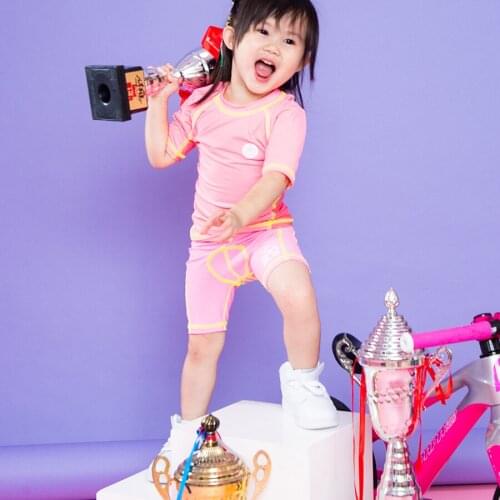 Kid short sleeved cycling jersey sets 2020 boys girls pants Orange Cute Childrens Balance MTB bike clothing