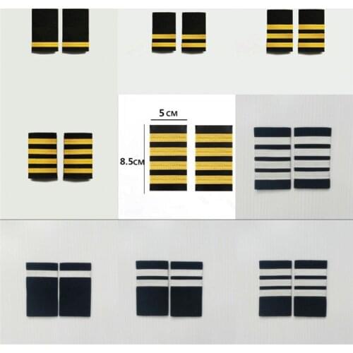 Four Gold Silver Bars Airline Pilot Epaulets Captain Shoulder Boards Insignia Sliders Halloween Cosplay Pilot epaulette Gift