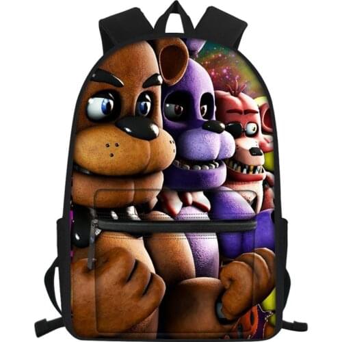 Cartoon Anime Students Canvas Backpack Five Nights At Freddys Pattern Girls School Book Bags Womens Travel Backpacks