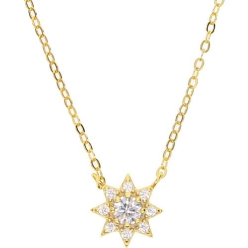 Minimal cz sun necklace AAA cubic zirconia top quality 925 sterling silver material fashion fine silver jewelry