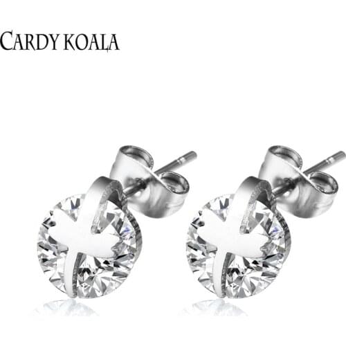 Fashionable Titanium Steel Dragonfly Diamond Earrings