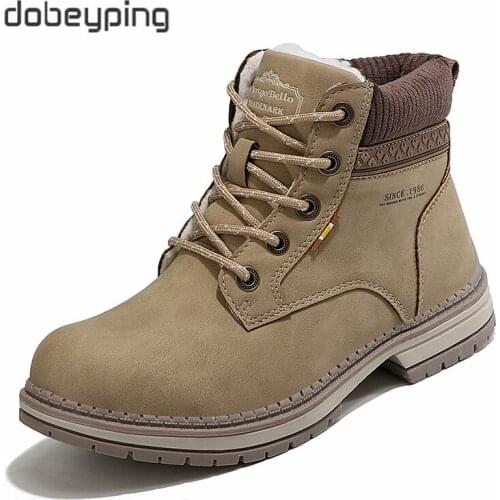 Fashion Autumn Winter Womens Boots Lace Up Retro Woman Snow Boots Warm Plush Inside Female Flat Shoes Cotton Ladies Ankle Boats