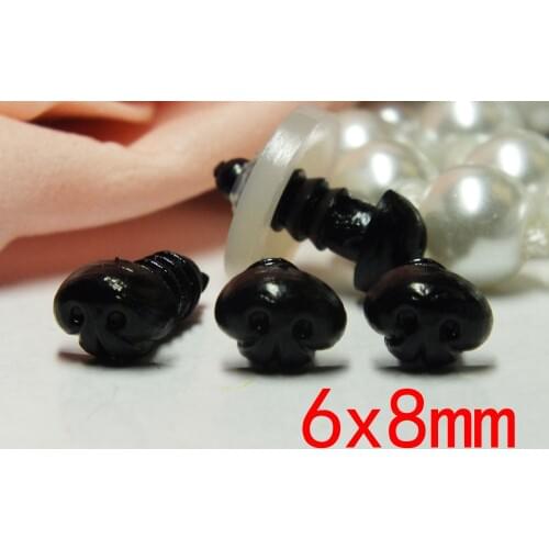 Free shipping!!!6x8mm Black Plastic Nose Stuffed Animals Noses Amigurumi Safety Noses Dog Nose-50pcs