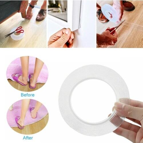 New Brand Reusable Double-Sided Adhesive Nano Tape Washable Traceless Removable Sticker Invisible Gel Tape 1/2/3/5m
