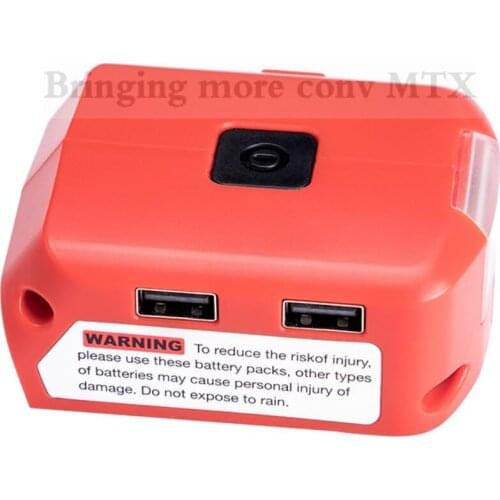 NEW For Milwaukee 18V M18 Li-ion Battery Adapter LED Light Working Lamp Flashlight Torch USB Mobile Phone Charger DC 12V Output