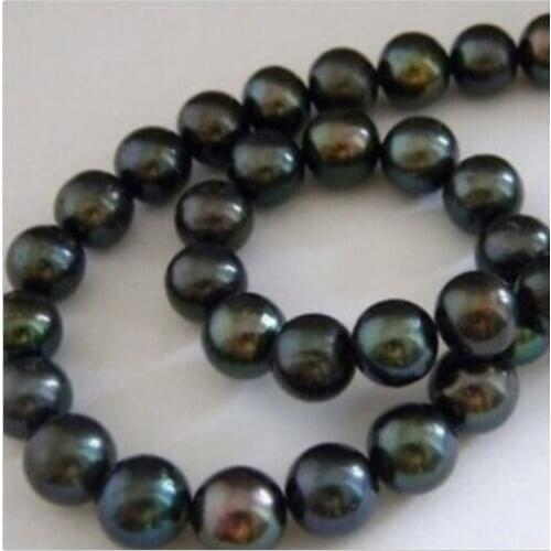 Charming AAA+ 9-10mm Black Tahitian Pearl Bead 15inch