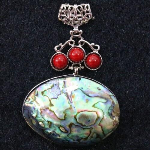 4 style charms natural multicolor blue oval abalone shell pendant women fit necklace gifts accessories clothes jewelry B1128