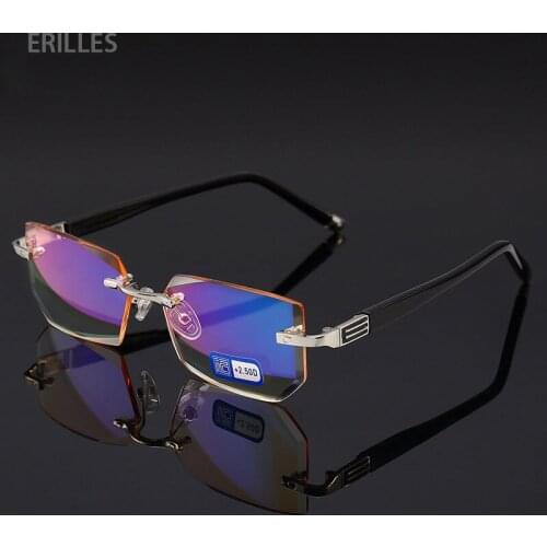 Anti Blue Ray Prescription Glasses Diamond Cutting Reading Glasses Men Women Black Magnifying Eyeglasses Presbyopia Eyewear +2.0