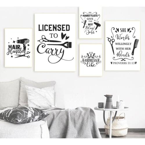 Hairdresser Hairstylist Gifts Barber Shop Wall Art Canvas Painting Hair Salon Life Quote Poster Beauty Salon Wall Pictures Decor