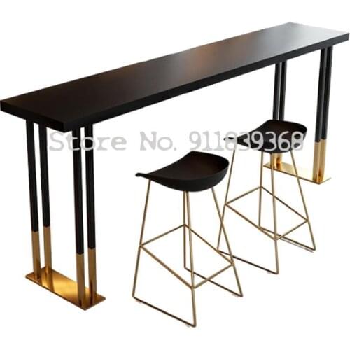 Nordic Light Luxury Iron Solid Wood Bar Table And Chair Household Milk Tea Shop Wall Bar Table High Foot Table And Chair Combina