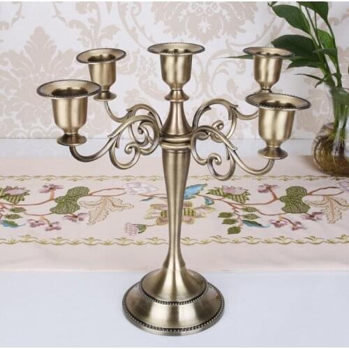 Silver/Gold/Black/Bronze Metal Candlestick Holder Retro 5-Arms Candelabra Wedding Decoration Mariage Home Decor Candelabra