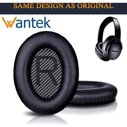 Wantek Ear Pads Replacement for Bose Headphones QC35 QC25 QC15 Ae2,Ae2i,Ae2w Quiet Comfort 25, Printing,Black with Bule(1Pair)