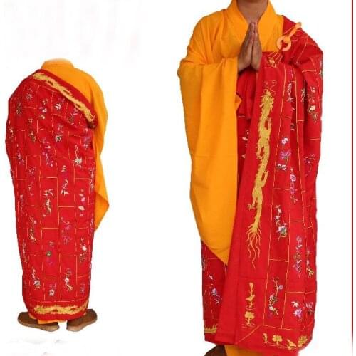Unisex Shaolin monk kung fu cassocks embroidery lay gown meditation robe Progenitor clothing zen kesa suits master garment