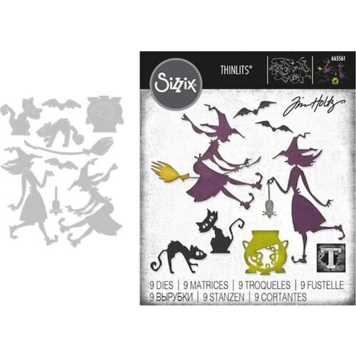 Witch Cat Toil Trouble Halloween Metal Cutting Dies Scrapbook Diary Decoration Stencil Embossing Template DIY Maker Albums