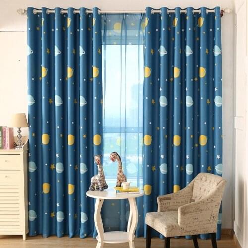 Blue Planet Blackout Curtains for Babys Bedroom 1 Panel Custom Size Kitchen Window Door Blinds Polyester Fabric Living Room Use