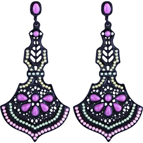 FARLENA Jewelry Hand Made Resin Beads Fun Shape Drop Earrings Vintage Bohemia Earrings for Women Gift Long