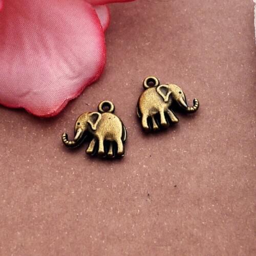 Daisies Charms Pendants Metal Alloys 100pcs Ancient Bronze Elephant Charm Pendant Handmade Jewelry DIY Findings 14*13mm