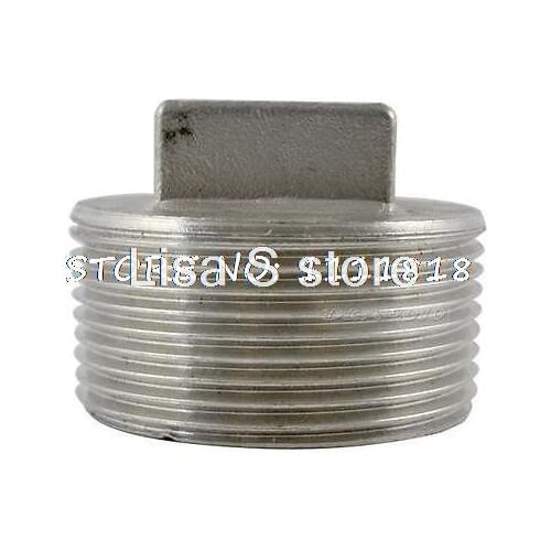 2pcs 304 Stainless Steel Square Head Pipe Fitting Plug 1/4" Malleable Male Threaded