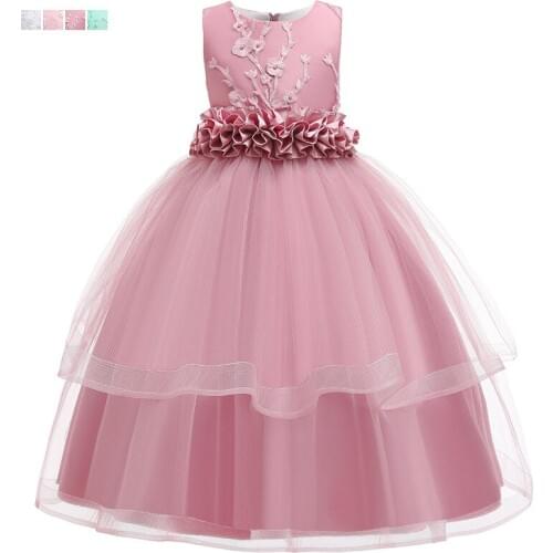 2021 New Childrens Long Dress Europe and The United States Embroidered Princess Dress In The Big Child Qidypong Evening Dress