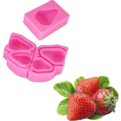 3Pcs/set Strawberry Fruit Design Silicone Mold Fondant Mould Cake Decorating Tools Gumpaste Mold, Kitchen Accessories T1206