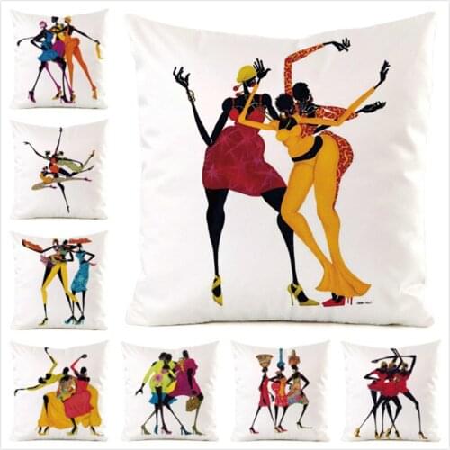 45cm*45cm Africa Dancer Inimitated Silk Fabric Throw Pillow Covers Couch Cushion Cover Home Decorative Pillows Pillow Case