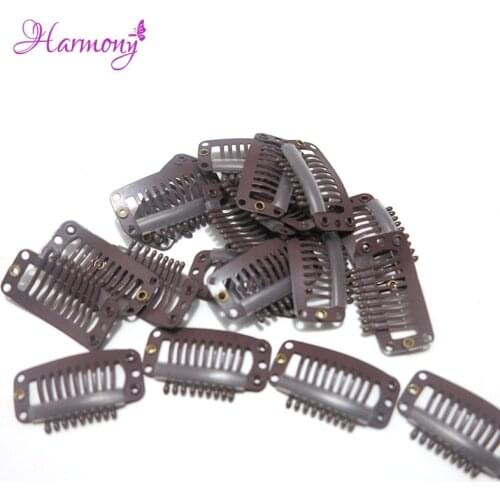 50 pieces/lot Wig Hair Clips 32mm Snap Clips for Hair Extension I Shape Wig Clips tool 9 Teeth Hair Extension Clips Black Color