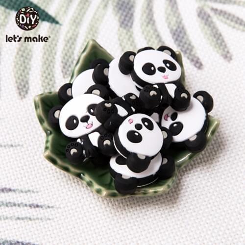 LetS Make 50Pcs Silicone Baby Teether Mini Panda Tiny Rod Food Grade Meterial Silicone Teething Beads Kids Toy Baby Accessories