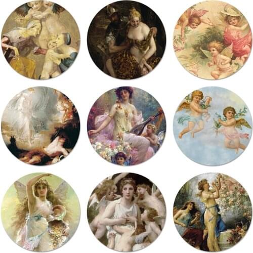 Angel Cupid Art Paint Icons Pins Badge Decoration Brooches Metal Badges For Clothes Backpack Decoration 58mm